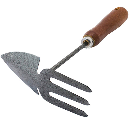 MARKSMAN WOODEN HANDLE HAND FORK & HOE GARDEN TOOL