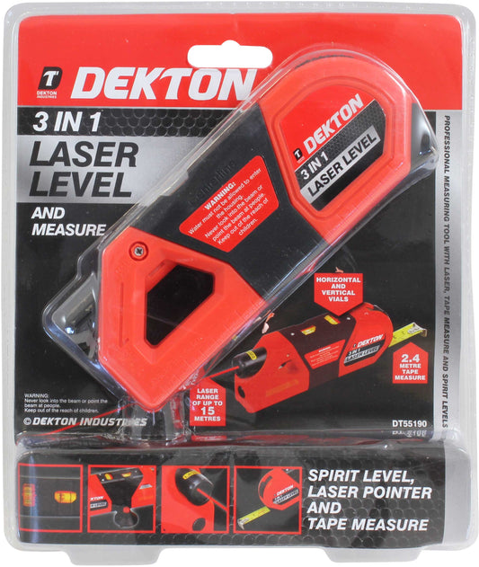 Dekton 3 in 1 Laser Level with Measure