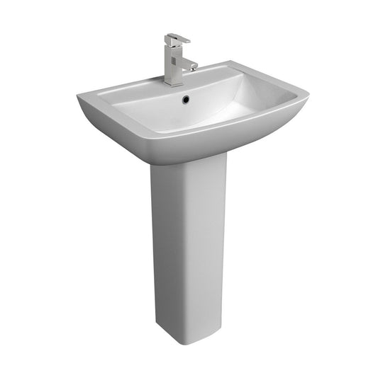 1 Tap Basin With Full Pedestal - Width: 550mm Height: 855mm Depth: 425mm