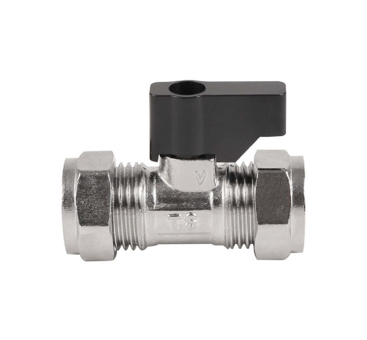 Isolating Valve Full Bore CP 15mm c/w black handle