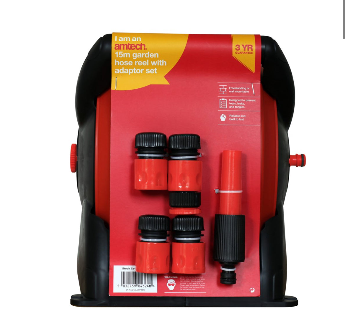 15m Garden hose reel with adaptor set