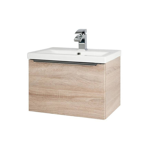 Kore Wall Hung 500mm Drawer Unit & Ceramic Basin Oak