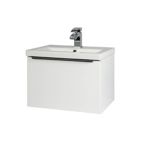 Kore Wall Hung 500mm Drawer Unit & Ceramic Basin Gloss White