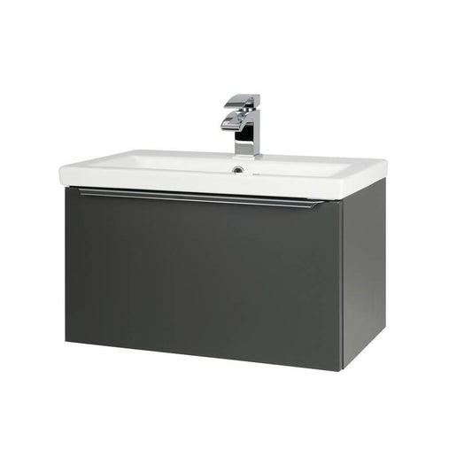 Kore Wall Hung 600mm Drawer Unit & Ceramic Basin Matt Dark Grey