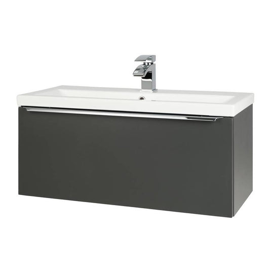 Kore Wall Hung 800mm Drawer Unit & Ceramic Basin Matt Dark Grey