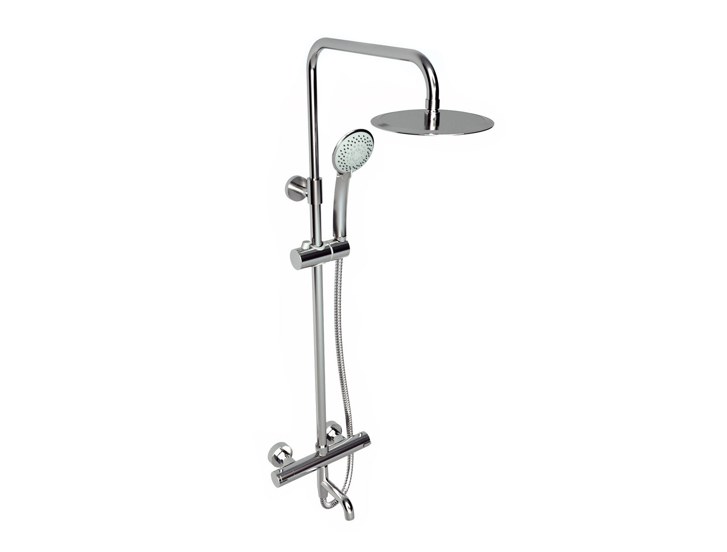 Plan Thermostatic Bar Shower with overhead drencher sliding handset and bath filler spout (SHO011PL)