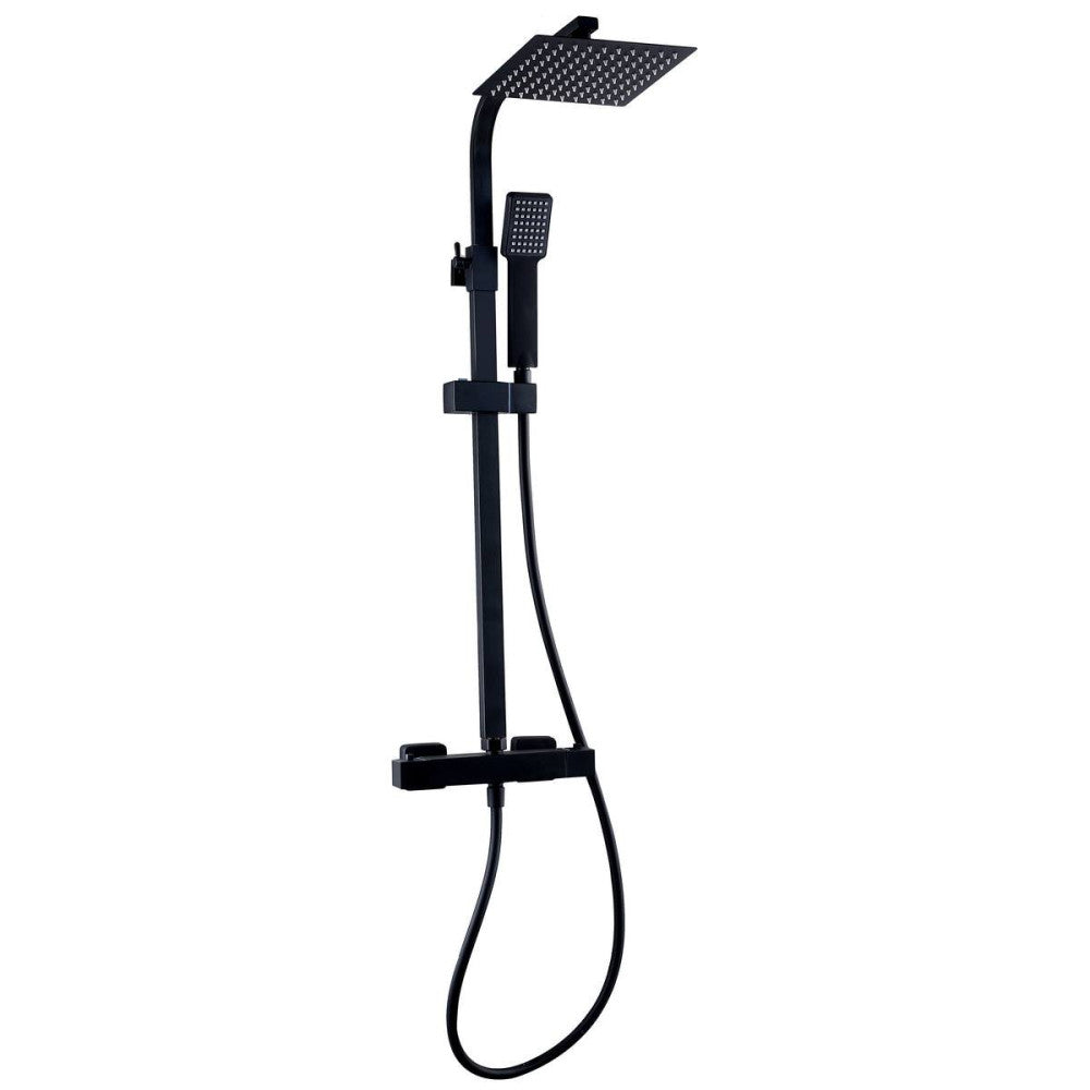 Nero Square bar shower with drencher and sliding handset (SHO050NS)