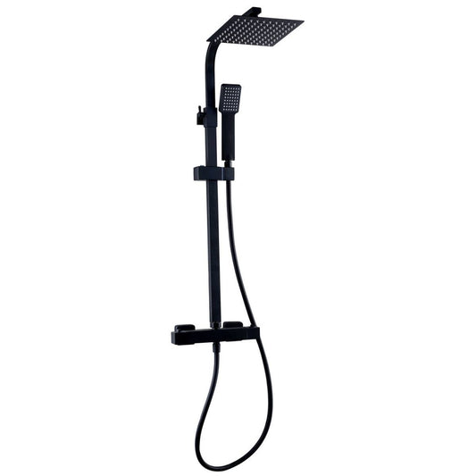 Nero Square bar shower with drencher and sliding handset (SHO050NS)