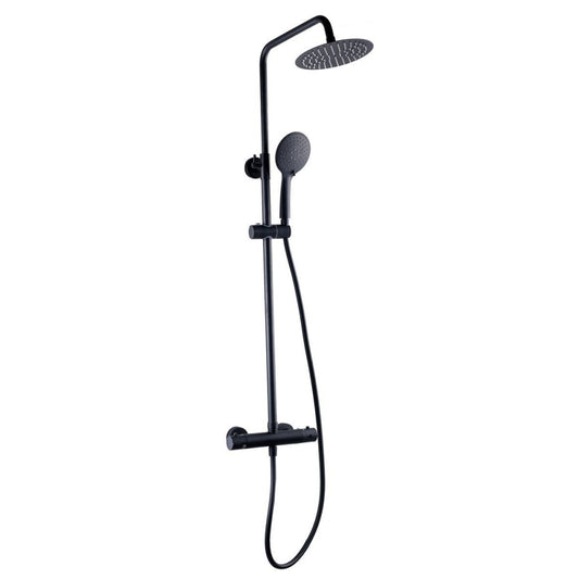 Nero Round bar shower with drencher and sliding handset (SHO052NR)