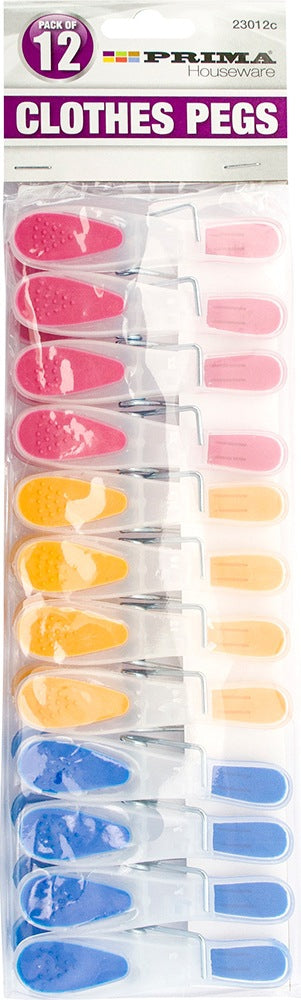 PRIMA DELUXE PLASTIC CLOTHES PEGS 12 PACK