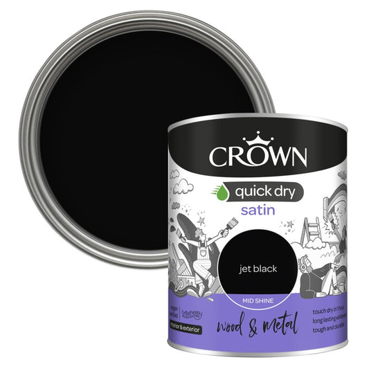 Crown Wood & Metal Quick Dry Satin JET Black 750ML