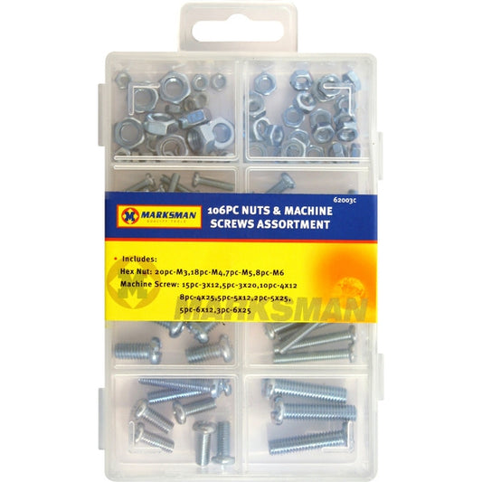 MARKSMAN NUT & MACHINE SCREW ASSORTMENT 100PC