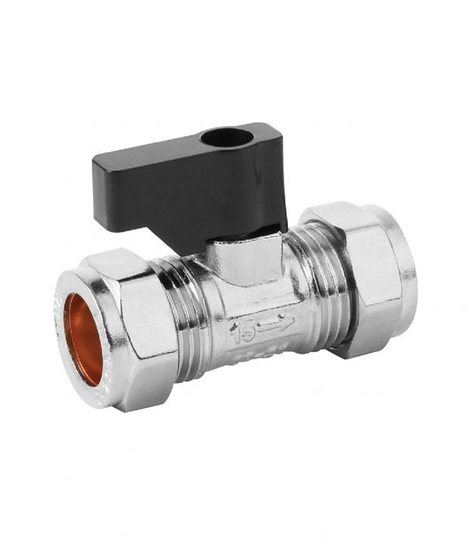 Isolating Valve Full Bore CP 15mm c/w black handle