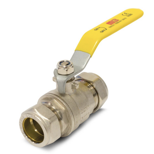 Lever Ball Valve Yellow Handle Gas 15/22MM